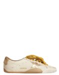 Golden Goose Men's True-Star in white nappa leather with gold foiled leather star and beige suede heel tab
