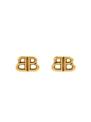 Balenciaga Neutral Monaco BB Stud Earrings
