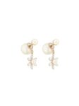 Dior Tribales Earrings Gold-Finish Metal with White Resin Pearls and Silver-Tone Crystals