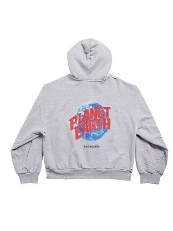 Balenciaga Planet Earth Zip-up Hoodie in Archetype-fleece
