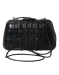 Balenciaga Black Exotic Skin Leather Shoulder Crossbody Box Clutch Bag
