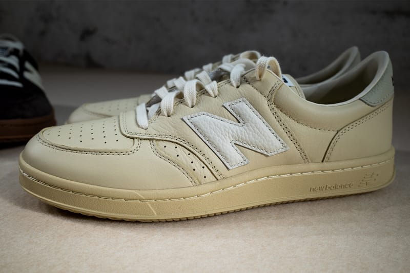 Closer Look at the AURALEE x New Balance T500 FW25 Collaboration tennis shoe brown lime green japanese release date store list