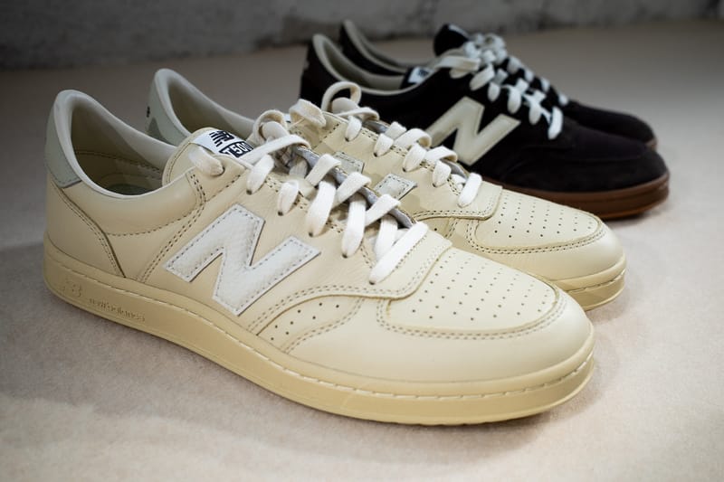 Closer Look at the AURALEE x New Balance T500 FW25 Collaboration tennis shoe brown lime green japanese release date store list