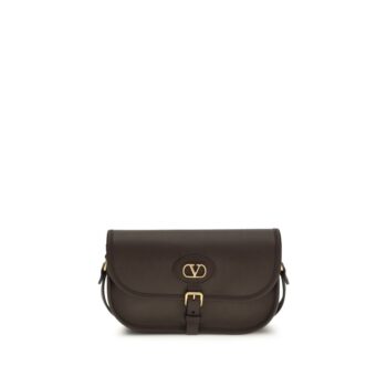 Valentino Garavani Brown Calf Leather Bos Taurus Shoulder Bag