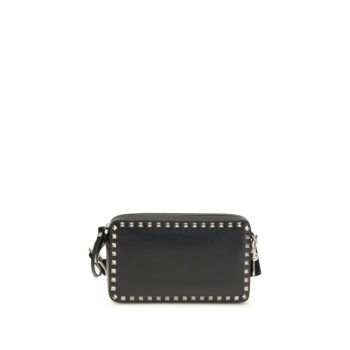 Valentino Garavani Black Calf Leather Bos Taurus Shoulder Bag