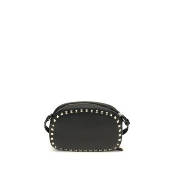 Valentino Garavani Black Calf Leather Bos Taurus Shoulder Bag