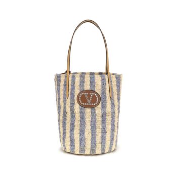 Valentino Garavani Blue Raffia Backet Bag