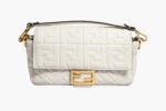 Fendi FF Embossed Baguette Nappa Leather Bag