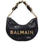 Balmain Black Leather Shoulder Bag