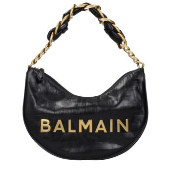 Balmain Black Leather Shoulder Bag