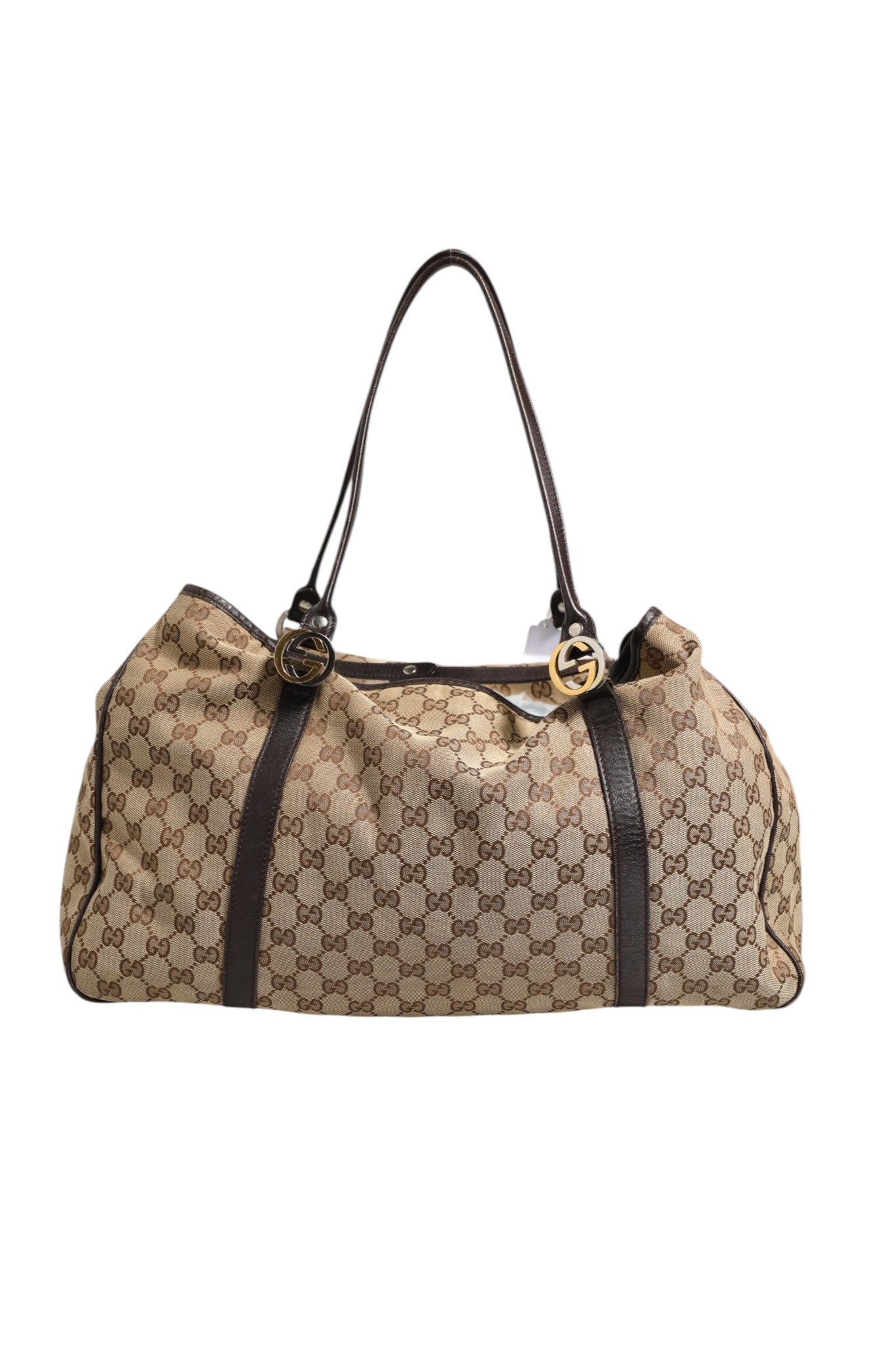 Gucci Beige and Black Canvas Twins Medium Tote Bag