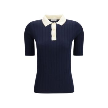 Brunello Cucinelli Blue Wool Oves Aries Polo Shirt