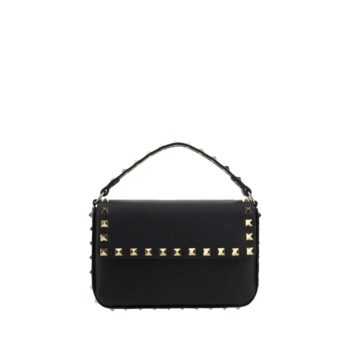 Valentino Garavani Black Calf Leather Bos Taurus Shoulder Bag
