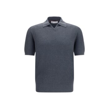 Brunello Cucinelli Gray Cotton Polo Shirt