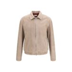Brunello Cucinelli Beige Calf Leather Bos Taurus Leather Jacket