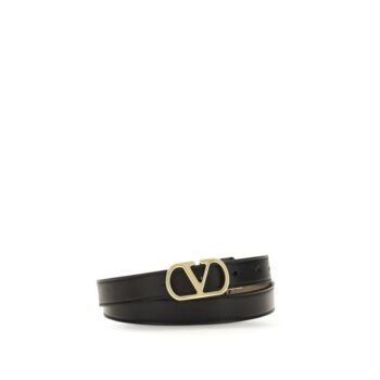 Valentino Garavani Black Calf Leather Bos Taurus Regular Belt
