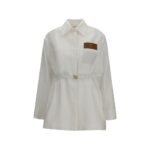 Fendi White Linen Full-Length Jacket