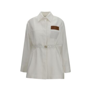 Fendi White Linen Full-Length Jacket