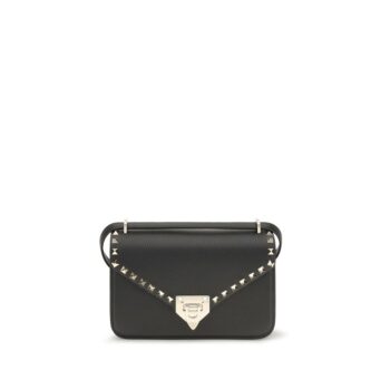 Valentino Garavani Black Calf Leather Bos Taurus Shoulder Bag