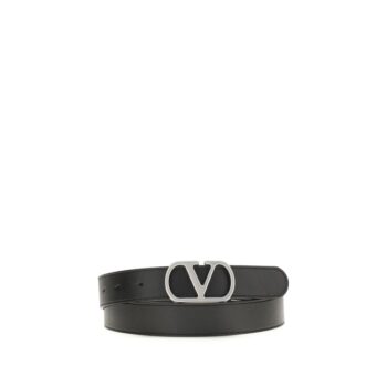 Valentino Garavani Black Calf Leather Bos Taurus Regular Belt