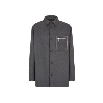 Fendi Gray Cashmere Full-Length Jacket