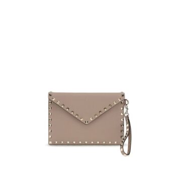 Valentino Garavani Beige Calf Leather Bos Taurus Clutch Bag