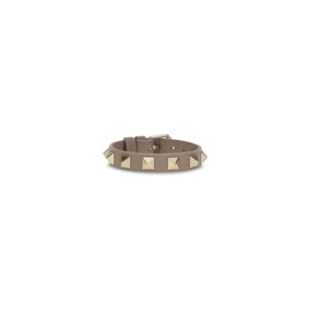 Valentino Garavani Gray Calf Leather Bos Taurus Bracelet