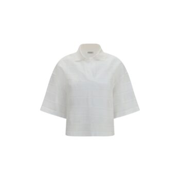 Brunello Cucinelli White Cotton Polo Shirt