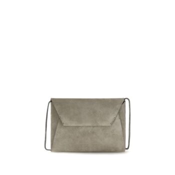 Brunello Cucinelli Gray Calf Leather Bos Taurus Clutch Bag