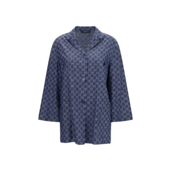 Gucci Blue Cotton Full-Length Jacket