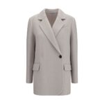 Brunello Cucinelli White Wool Oves Aries Full-Length Jacket