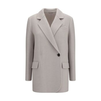 Brunello Cucinelli White Wool Oves Aries Full-Length Jacket