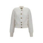 Balmain White Viscose Bomber