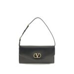 Valentino Garavani Black Calf Leather Bos Taurus Shoulder Bag