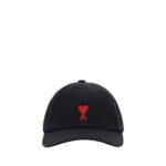 Ami Paris Black Cotton Cap (Baseball Hat)